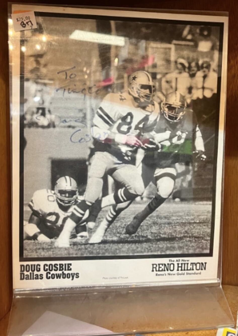 Doug Cosbie Dallas Cowboys Signed Reno Hilton Football Photo Personalized